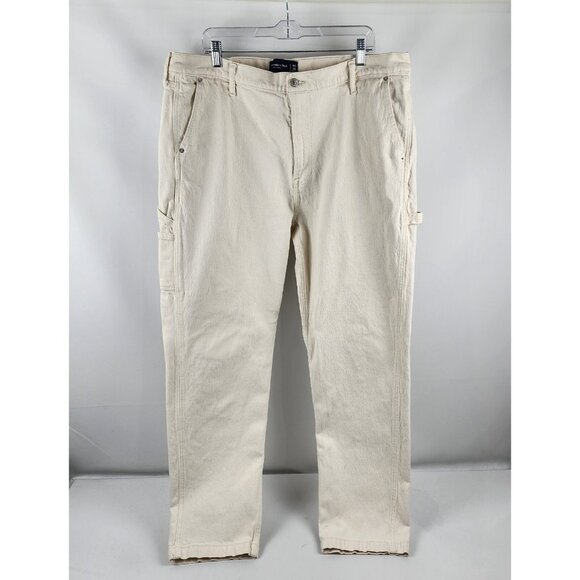 Abercrombie & Fitch Pants Mens 40x34 Cream 90s Loose Carpenter Jeans - Picture 1 of 13